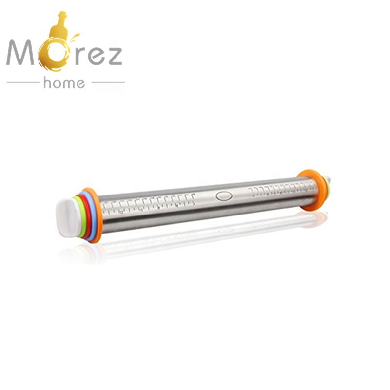 Morezhome Высокое качество нержавеющая сталь Rolling Pin с 4 регулируемые кольца для пасты, Печенье Тесто, кондитерские изделия, пекарня, пиццы