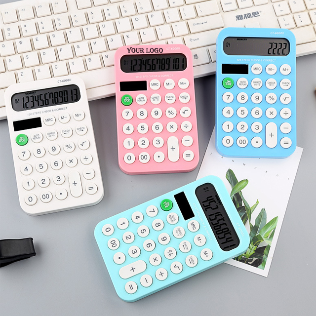 Dual Power Supply Children Colorful Cheap Custom Battery Powered Solar Panel Pink blue Calculator