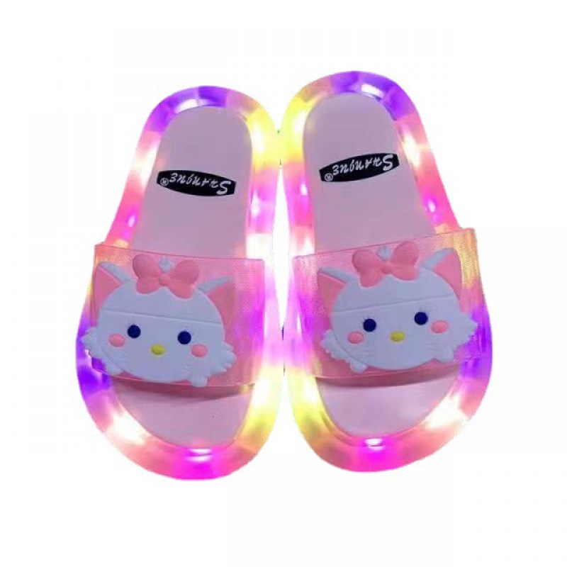 New Design Children's Luminous Unicorn Smile Slippers Cartoon Pattern Baby Boys Girls Summer Led Light Up Slippers For Kids