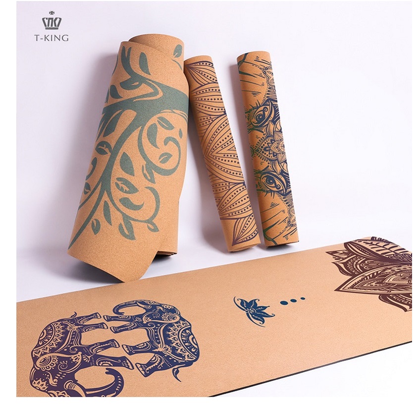 Tking 2021 Rubber Yoga Mat Cork Set Wholesale Organic Joga Cork Rubber Mat Custom 4mm 5mm Thick Yoga Met Eco Friendly Yoga-matte