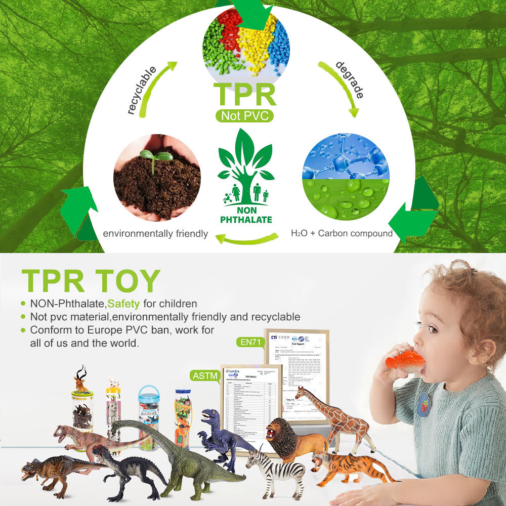 Not pvc material animals dinosaur BIO plastic Non-phthalate eco-friendly tpr toy for kids safety play