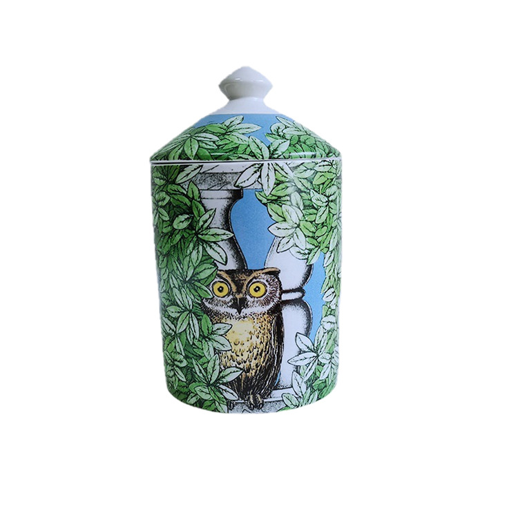 Design sense Chinese style ceramic candle jar with lid handmade multi-pattern optional candle jar