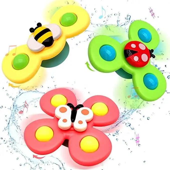 Suction Cup Spinning Top Toy 3pcs Spinning Fidget Toys Baby Gifts Idea Sensory Toys for Toddlers