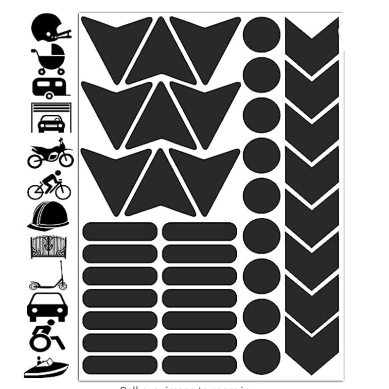 Adhesive Black Reflective Helmet Stickers for Safety