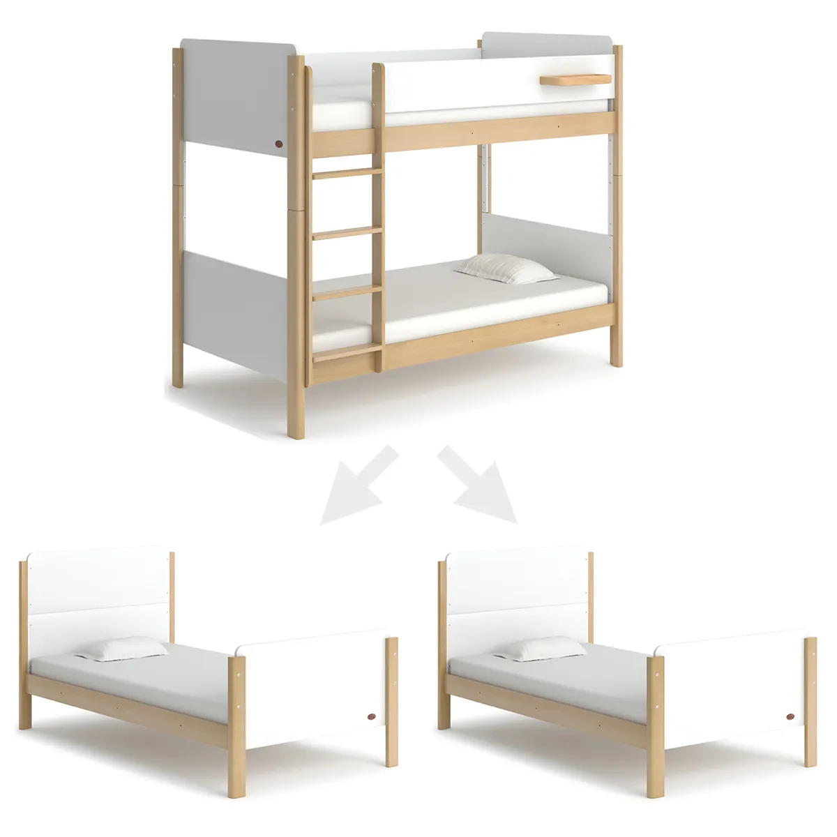 Wooden Bunk Bed HANHAO OEM ODM Modern Toddler Student Single Solid Wooden Bunk Bed For Kids