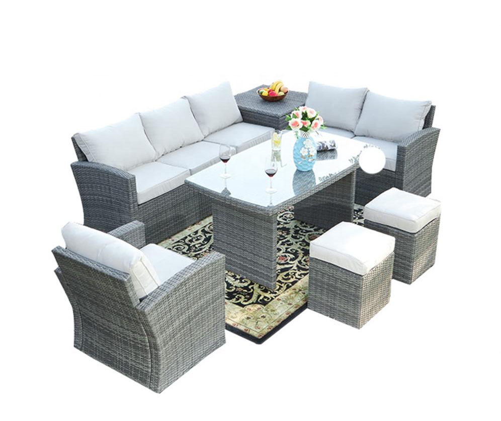 Rattan Patio Set with Extra Large Sectionals Garden Sofa Set