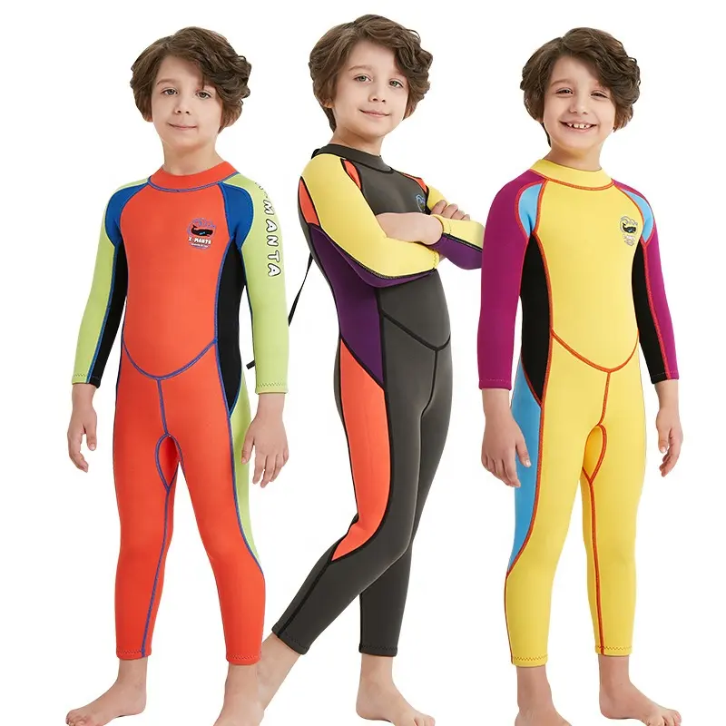 2.5mm Neoprene Child Swimwear One-pieces Long Sleeve Rash Guard Sunscreen Warm Clothing Boys Wetsuit Kids Dry Diving Wet Suit