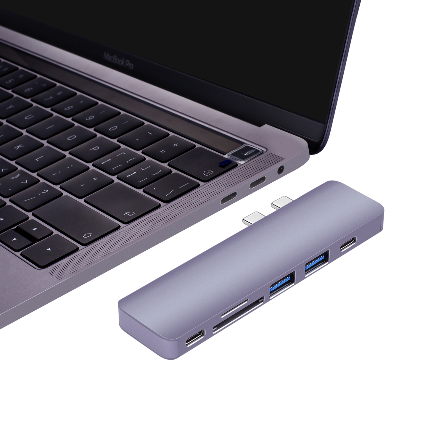 Док-станция Type C 7 в 1 с HD MI + Thunderbolt 3 + USB-C + SD/TF кардридер + USB 3,0*2 для MacBook Pro & Air