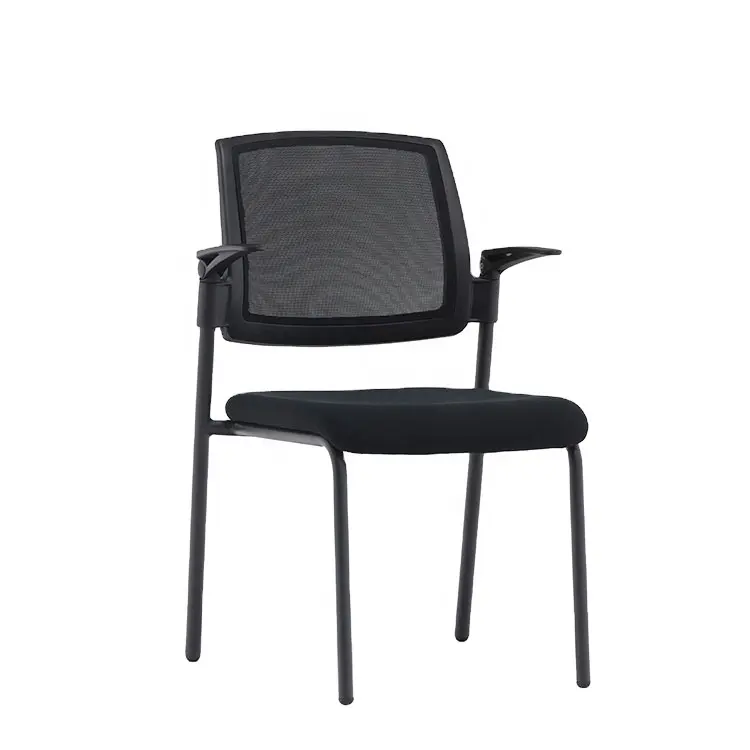 Black office meeting chair conference room four leg plastic chairs