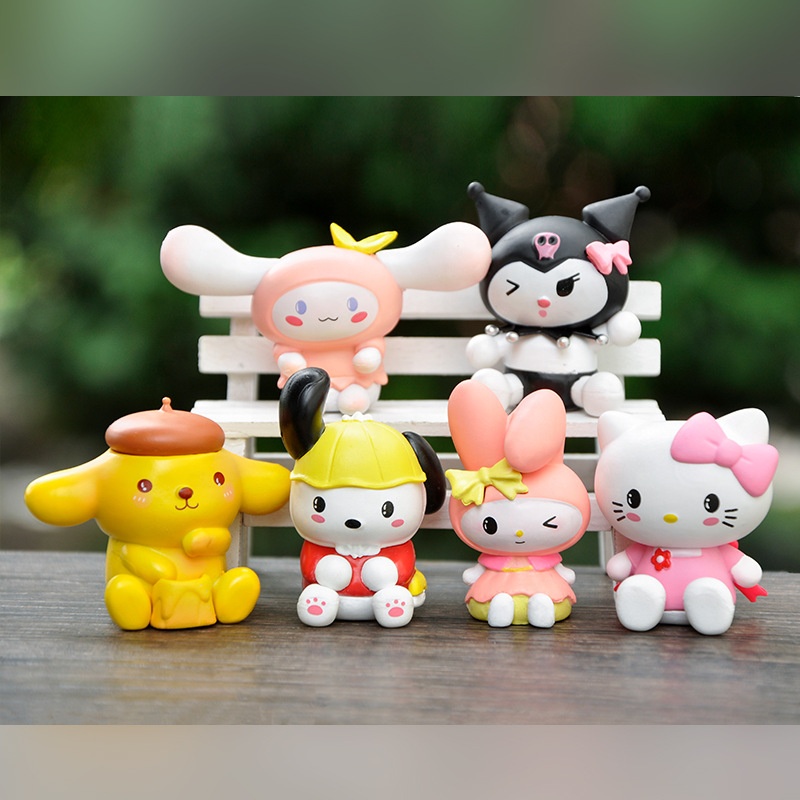 Японское аниме Sanrio My Melody, фигурка героя для мальчиков, детская игрушка, домашний стол, мультяшный персонаж Kuromi, Декор автомобиля, фигурки