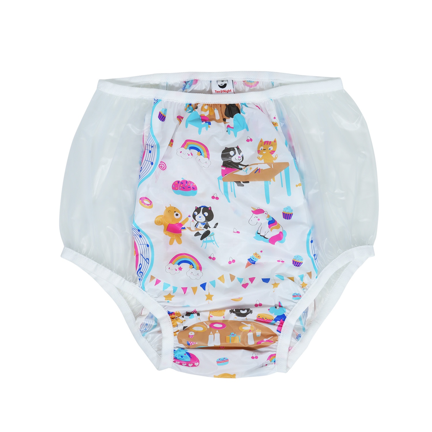 Высококачественные ABDL взрослые ПВХ с рисунком Деон пластиковые брюки для тканевых подгузников