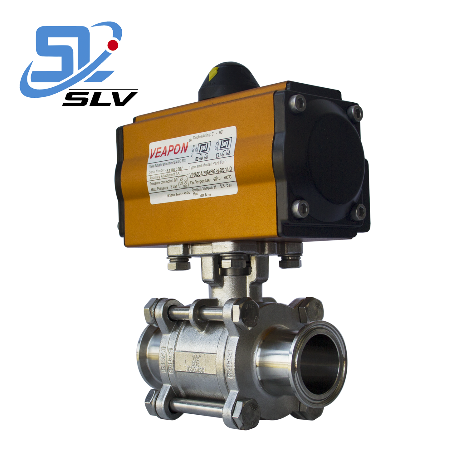 Заводская цена Dn15-Dn100 SS304 SS316 SS316L материал зажим Пневматический шаровой клапан