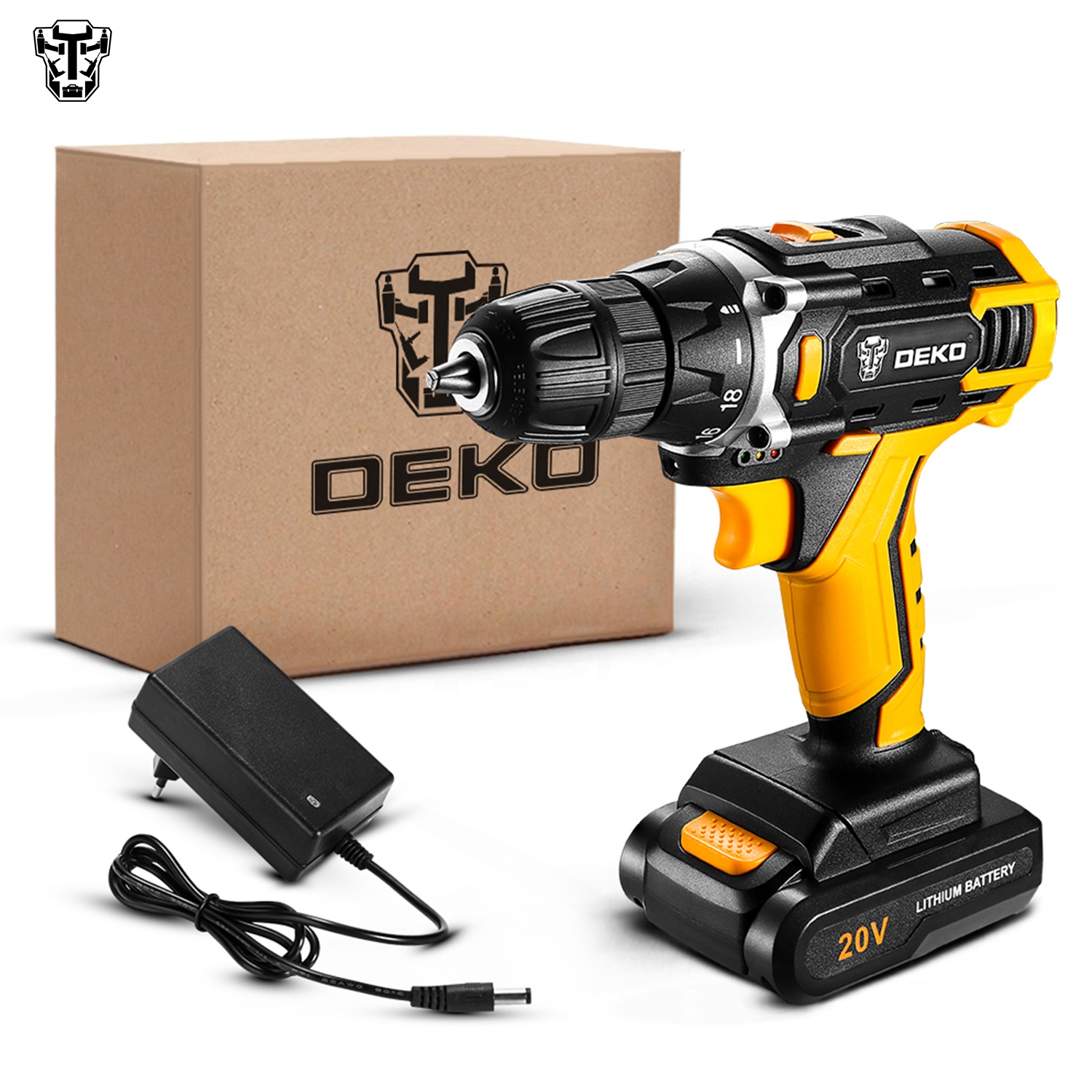 Электрический шуруповерт DEKO DKCD20FU SET20V, Аккумуляторная дрель постоянного тока с литий-ионной батареей, домашний БЕСКЛЮЧЕВОЙ патрон, электрическая дрель