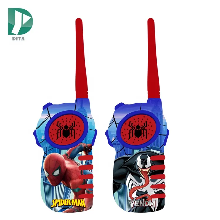UV printing spider man children play walkie talkie toy 2pcs variety  of patterns kid walkie talkie phones set