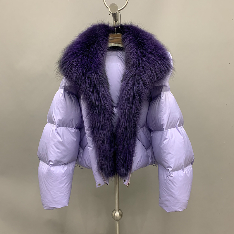 2024 Winter New Style Big fur Trim Women Fluffy Goose Down Coat with Fox Fur