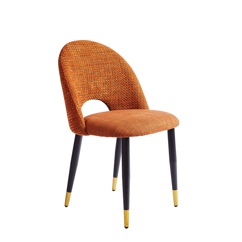 Sillas comedor Mid Century Роскошная оранжевая льняная ткань мягкая домашняя мебель для отеля обеденный стул stoelen