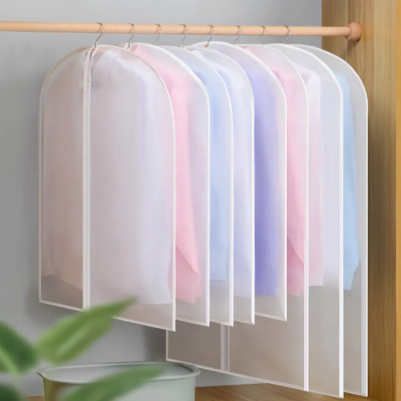 Eco Friendly Cheap Transparent Hanging Clothes Dust Cover Translucent Peva Dustproof Garment Bag Suit Cover