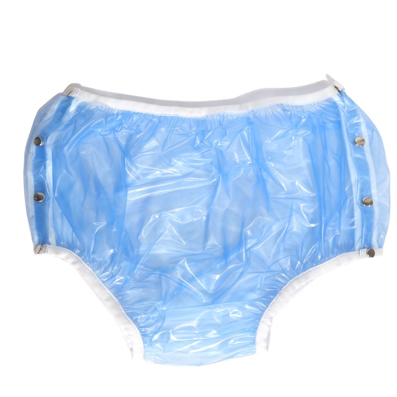blue color soft PVC diaper adult plastic pants