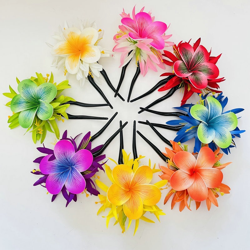 Spider lily plumeria hair pick Foam flower hair accessories Artificial Island tiara frangipani hibiscus ear accessories