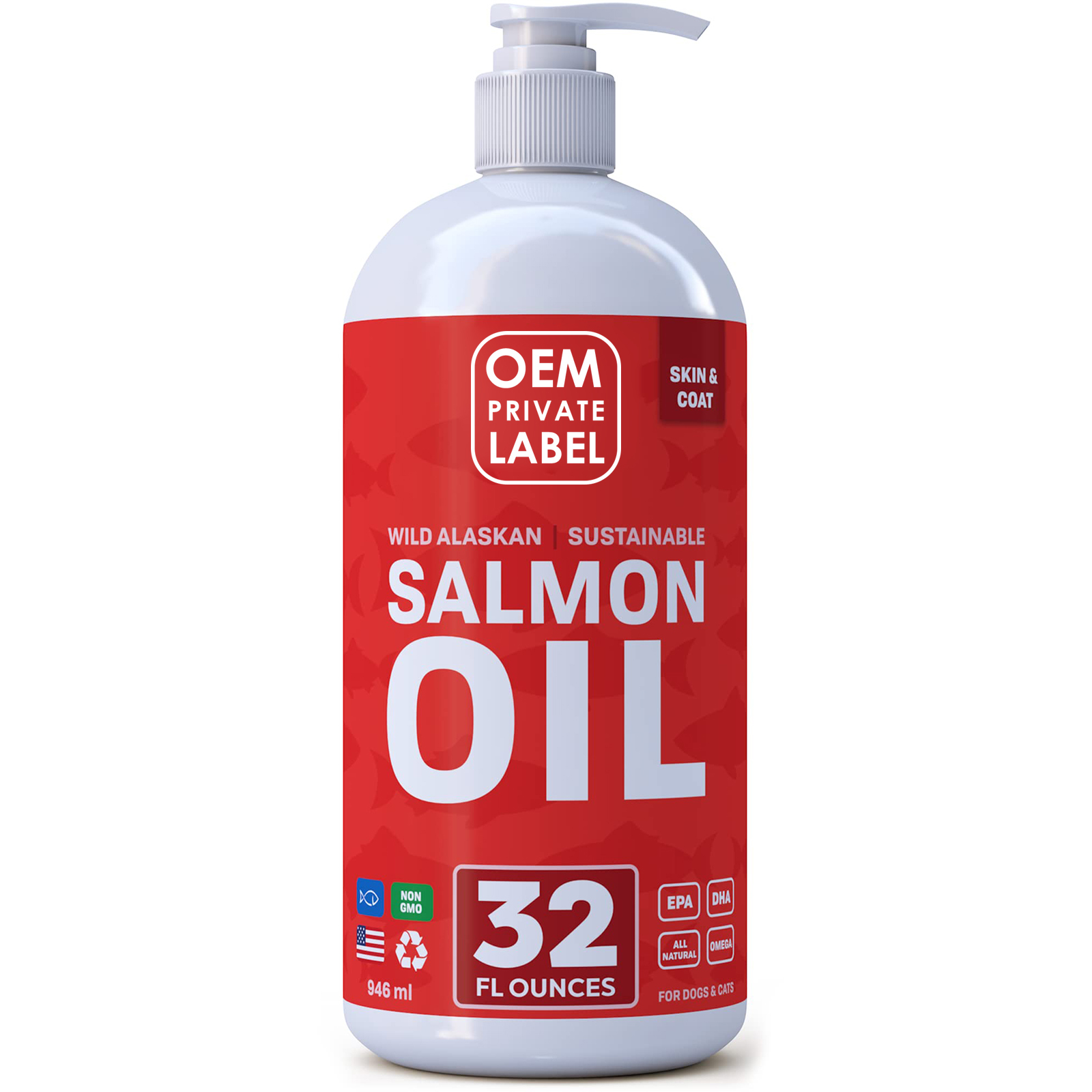 Salmon Oil for Dogs Cats Healthy Skin Coat Fish Oil Omega Liquid Food Supplement for Pets All Supports Joint Bone Health Allergy