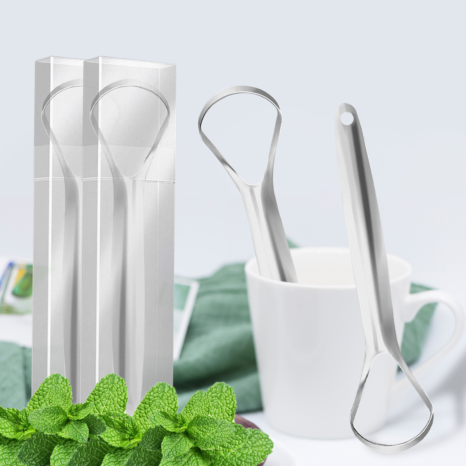 Wholesale Professional Oral Care 2 Pack Of 100% 304 Stainless Steel Tongue Scraper Cleaner