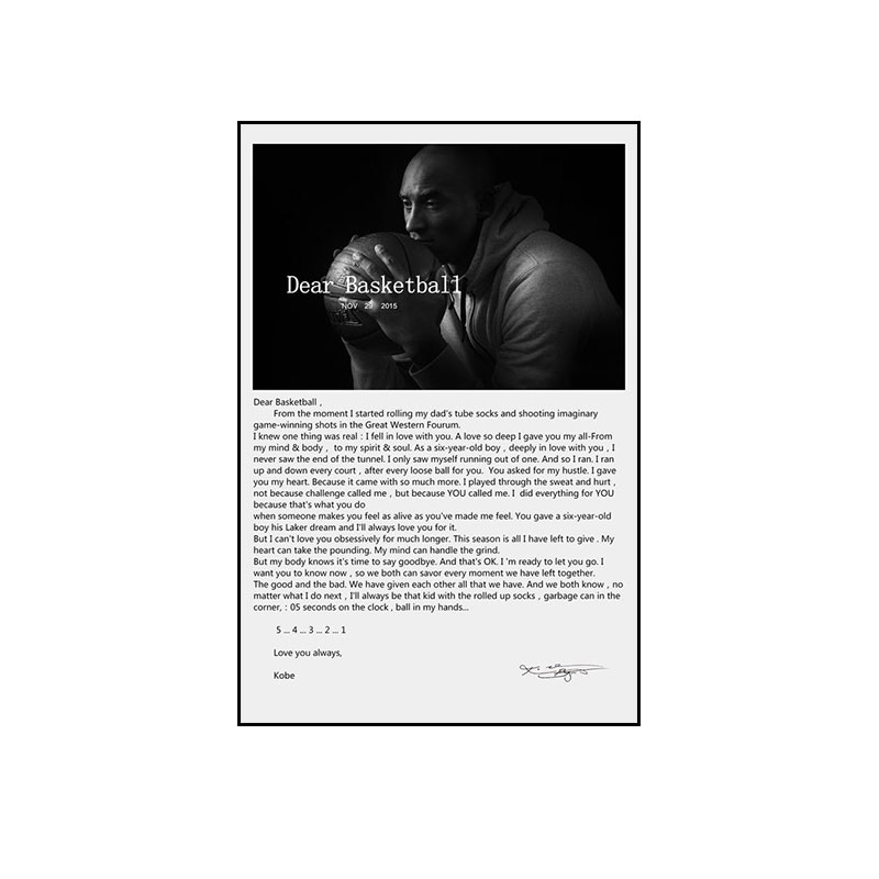 Contemporary And Contracted Celebrity Kobe Bryant Positive Paintings Decorative Inkjet Printing Canvas