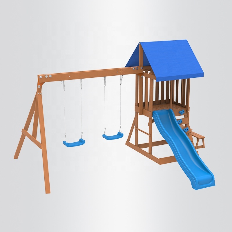 Outdoor Garden Courtyard Wooden Swing Sets Kids Playground Outdoor Amusement Equipment