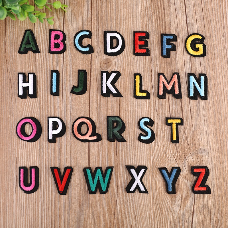 colorful letters patches 26 alphabets embroidery embroidered iron on patch