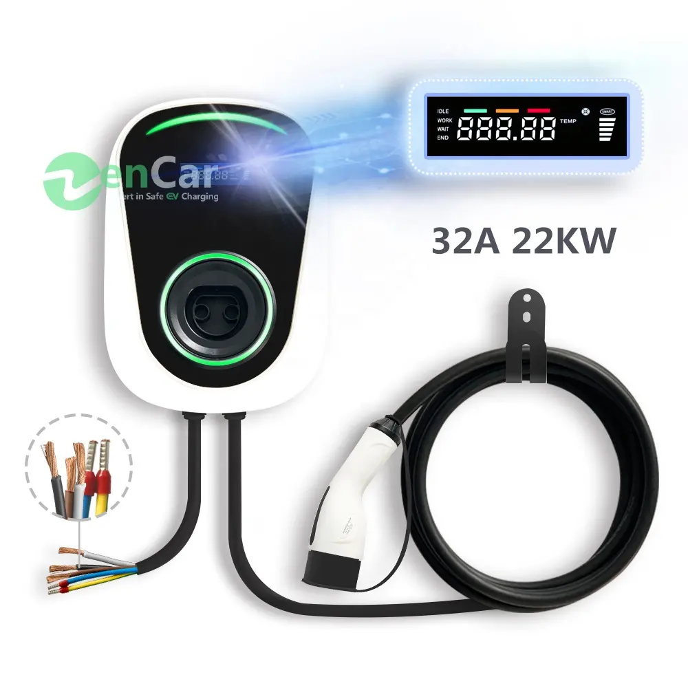 DC 6mA Protection 32A 22kw electric car charging points with Type 2 plug