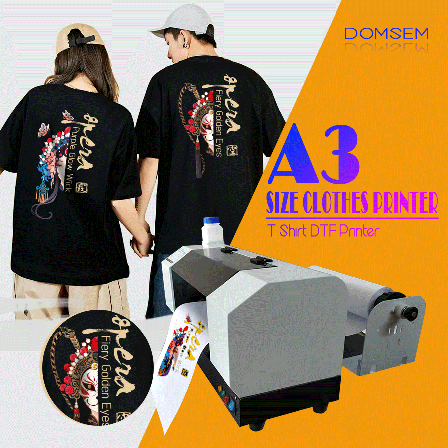 Принтер для одежды DOMSEM, размер A3, DTF, прямая печать на одежде, Струйные принтеры, машина для печати футболок