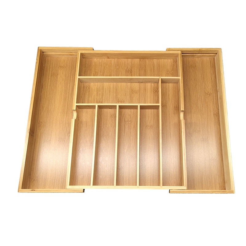 hot sell natural bamboo foldable adjustable cutlery expandable drawer utensil organizer