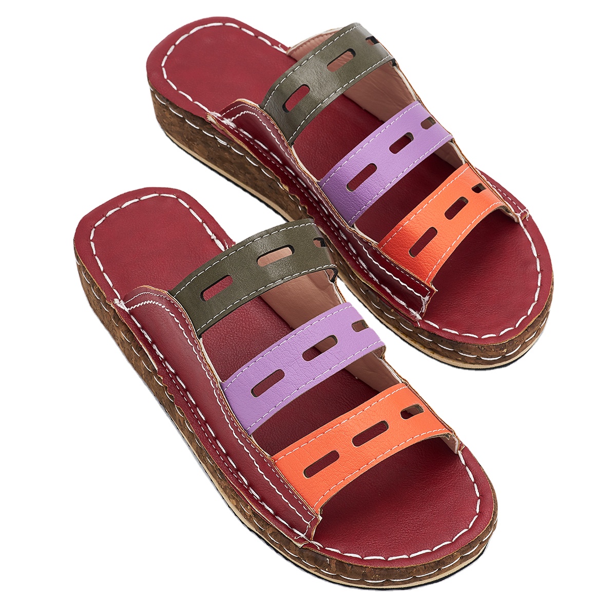 fashion summer designer strappy multi color colorful flexible casual good looking fancy flats sandals for ladies women shoes