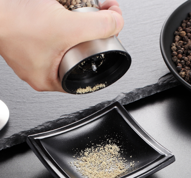stainless steel ceramic salt and pepper grinder set
