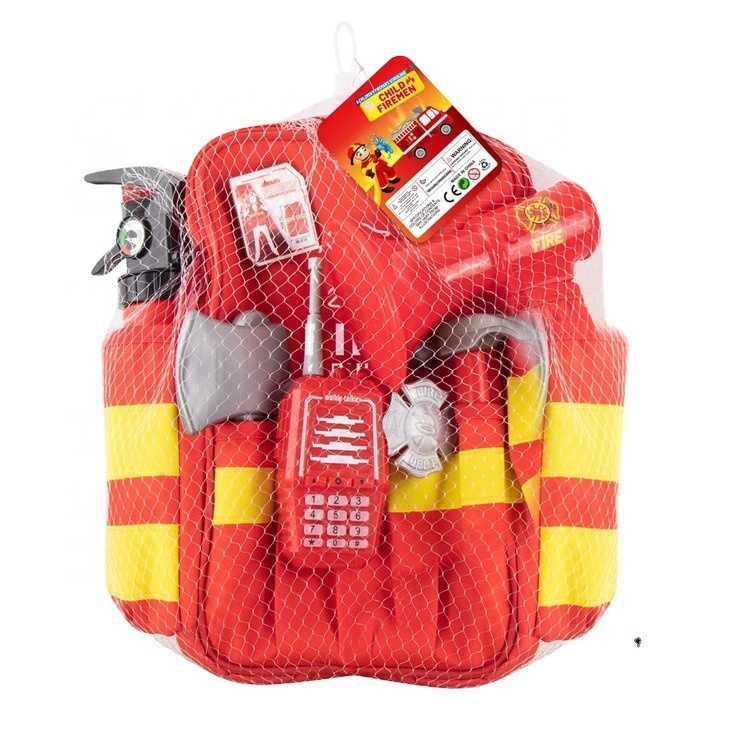 Children's simulation fire police set backpack toy equipment toys career experience props