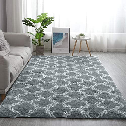 Minimalist Modern Indoor Shag Area Rug Wool Non Slip Living Room Carpets Trellis Rugs for Bedroom Home Decor Dining Room
