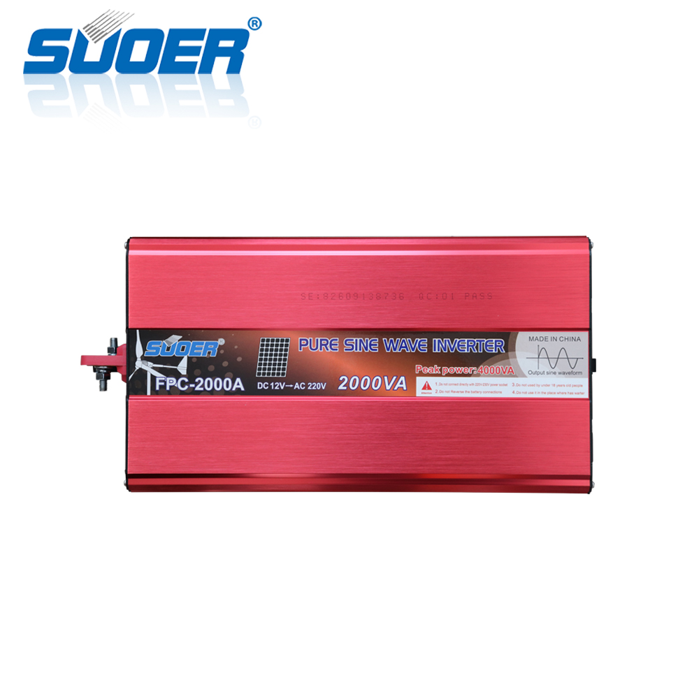 Suoer заводская цена DC 12V AC 220V 2 кВт 2000W небольшой инвертор немодулированного синусоидального сигнала для домашнего использования