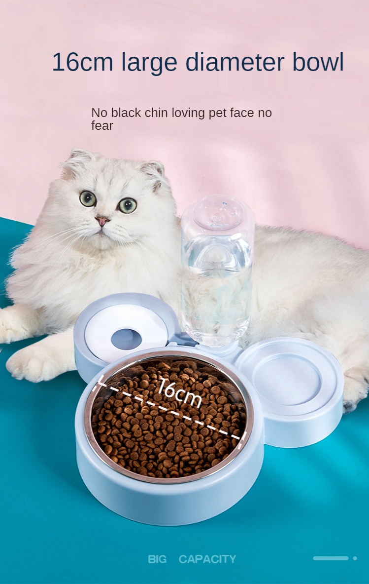 Double Dog Cat Bowls Water and Food Bowl Set  Detachable Automatic Water Dispenser Bottle Pet Feeder for Dogs Cats Puppy Kitten