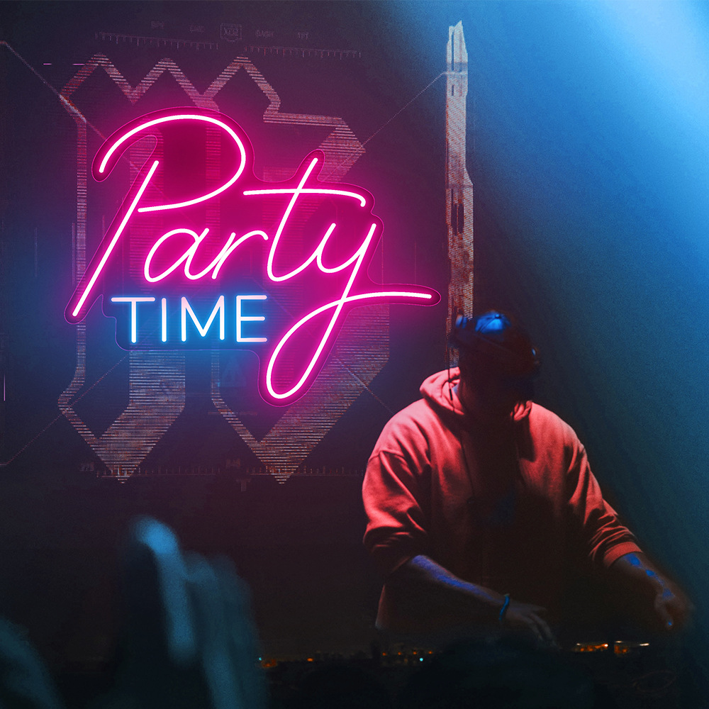 BOKUN 12V Party Time Eye-Catching LED Neon Sign Custom Made Neon Acrylic Sign Outdoor Indoor Decoration Party Birthday