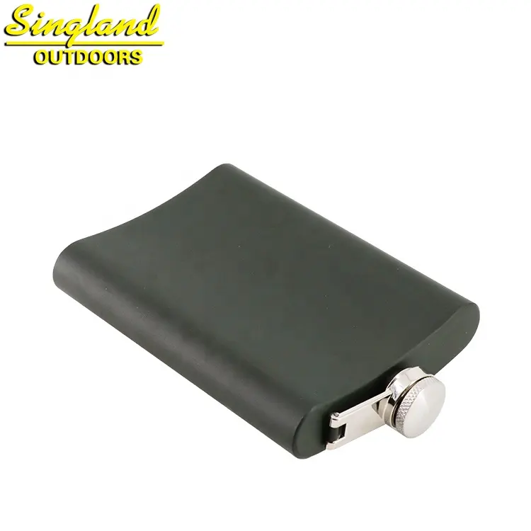 High Quality Olive Green 8 oz Stainless Steel Pocket Hip Flask Hot Sale Metal Whisky Stainless Steel Hip Flask