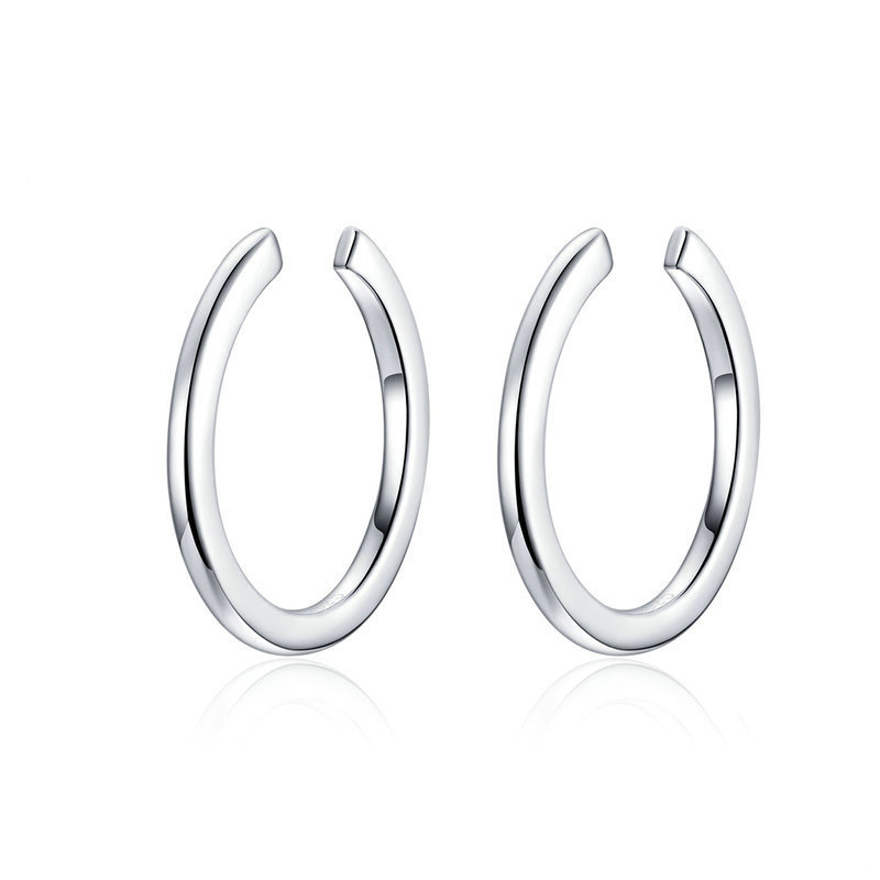 Minimalist ear buckle sterling silver 925 platinum-plated ear clip full body silver huggie earrings girl jewelry