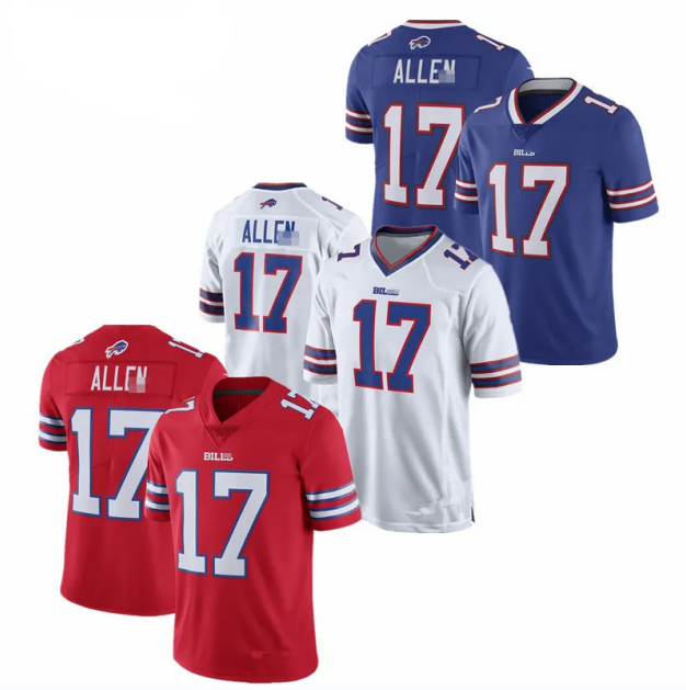 Высококачественная Американская Футбольная майка Buffalo Bills Спортивная одежда футболка #17 Josh Allen NFL майки
