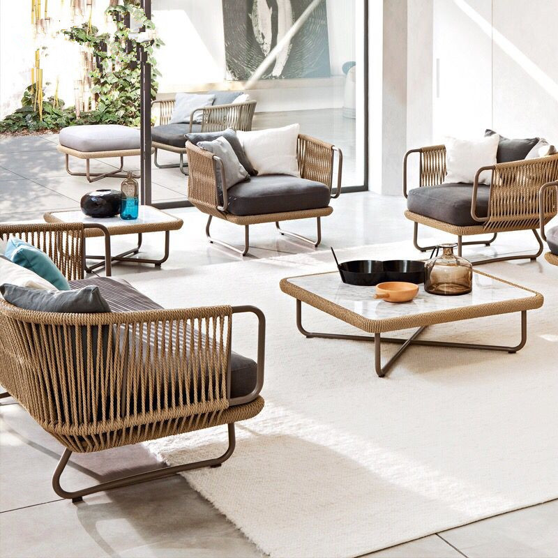 sofa rattan table and chair set combination villa courtyard leisure furniture for small family