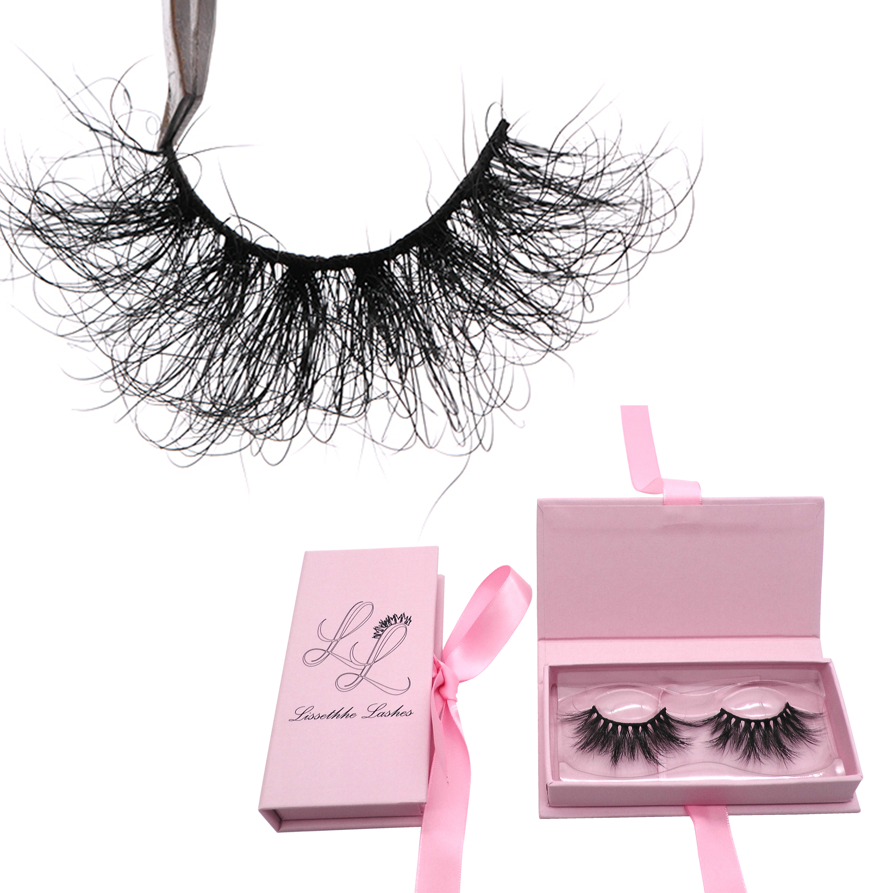 HZ6CF Hitomi hand made 3d mink strip eyelashes 3d mink lashes wholesale real fluffy curl 25mm 3D Mink Eyelashes