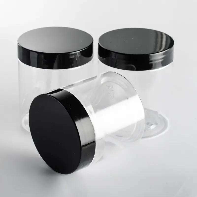 Jar With Lid Food Storage Containers 50ml 100ml 150ml 250ml 300ml Clear Color Pet Wide Mouth Plastic Jar