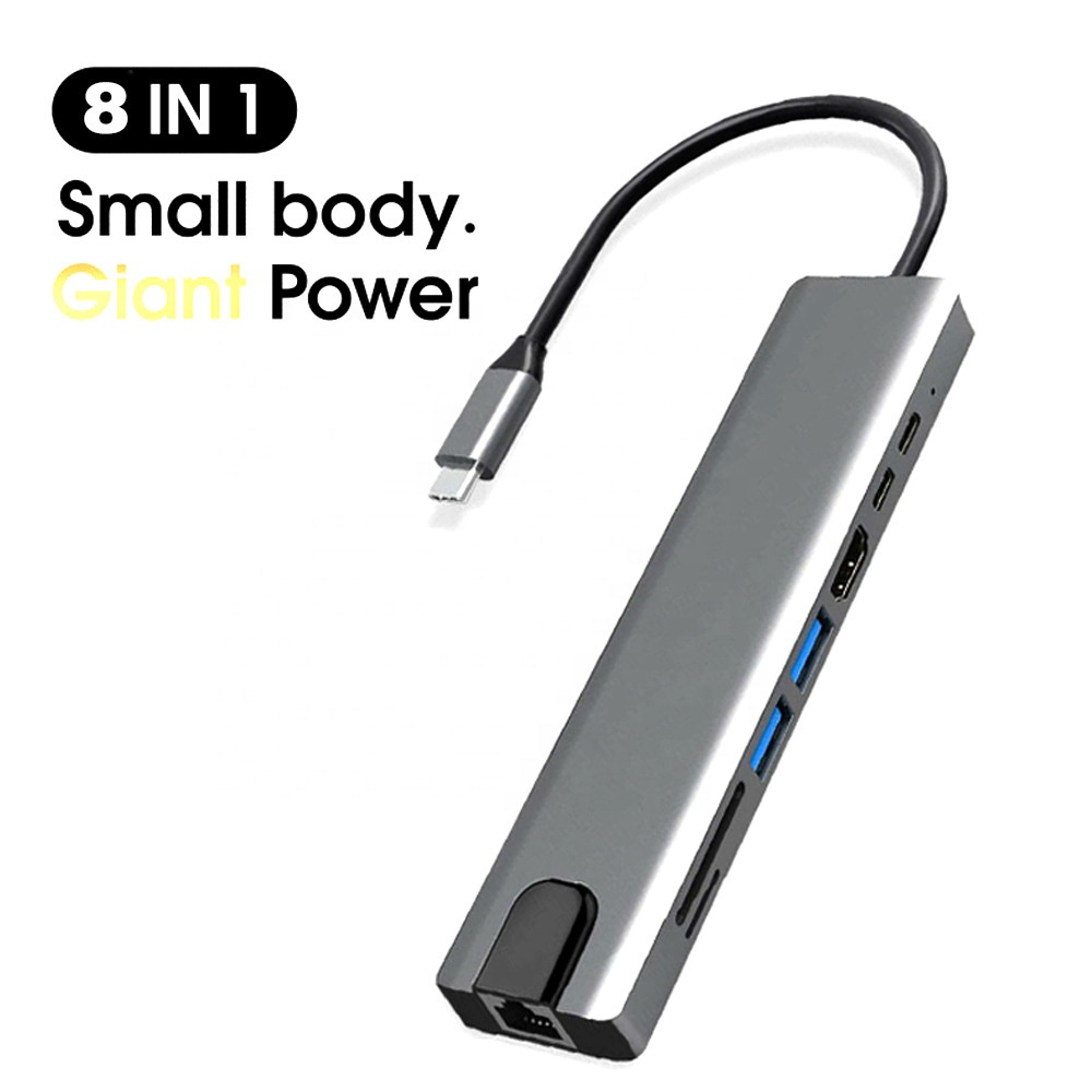 Плата расширения USB Type-c восемь в одном, конвертер кабеля, устройство для чтения карт памяти USB-концентратор