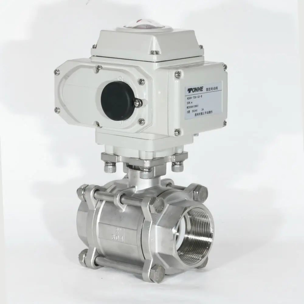 Tonhe DN80 stainless steel 3 pieces 100NM AC110v 220v electric actuator Motorized Ball Valve