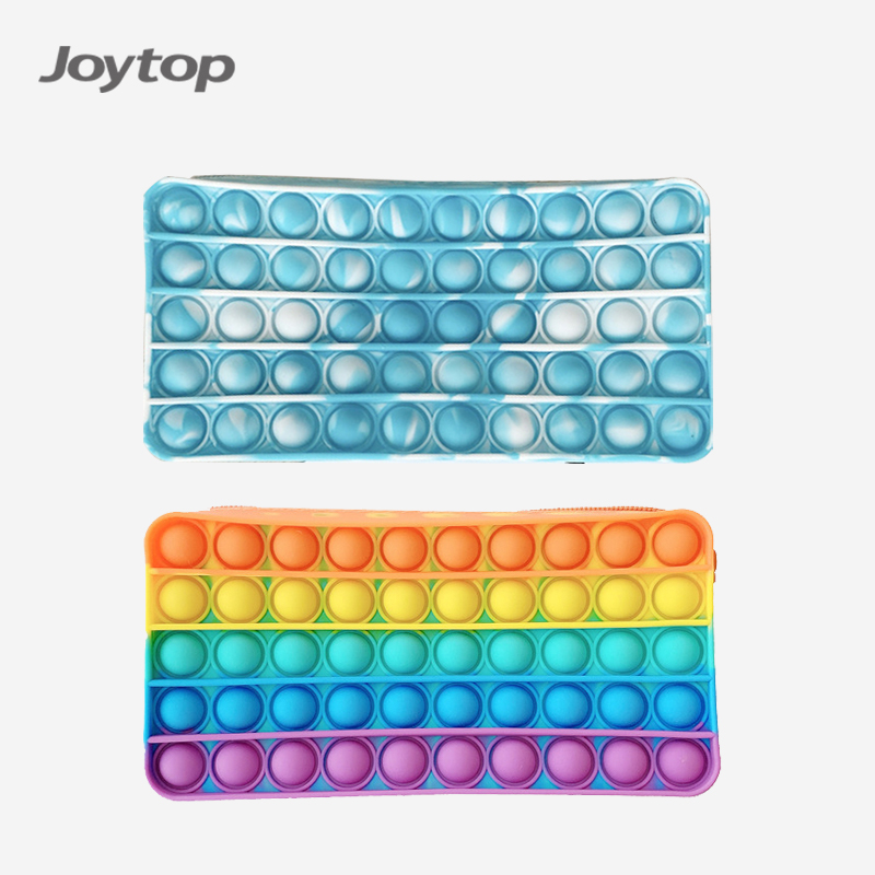 Joytop Wholesale Storage Stationery Silicone Popper Pop It Pencil Case Push Bubble Fidget Toy Pencil Bag