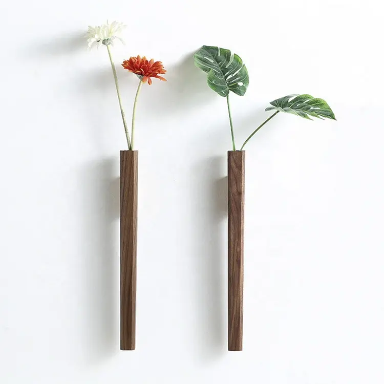 Настенная декоративная деревянная ваза для цветов с деревянной рамой