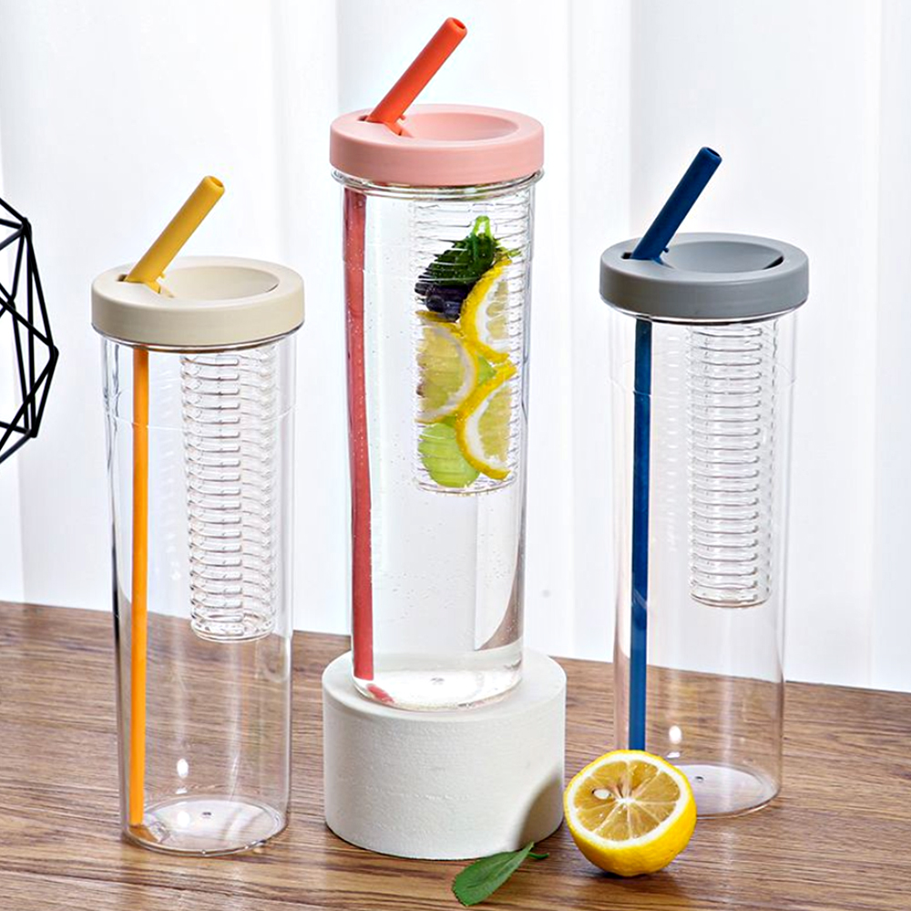 Small Business Filter cup 700ml fruit tea with straw outdoor plastic water bottle with lids