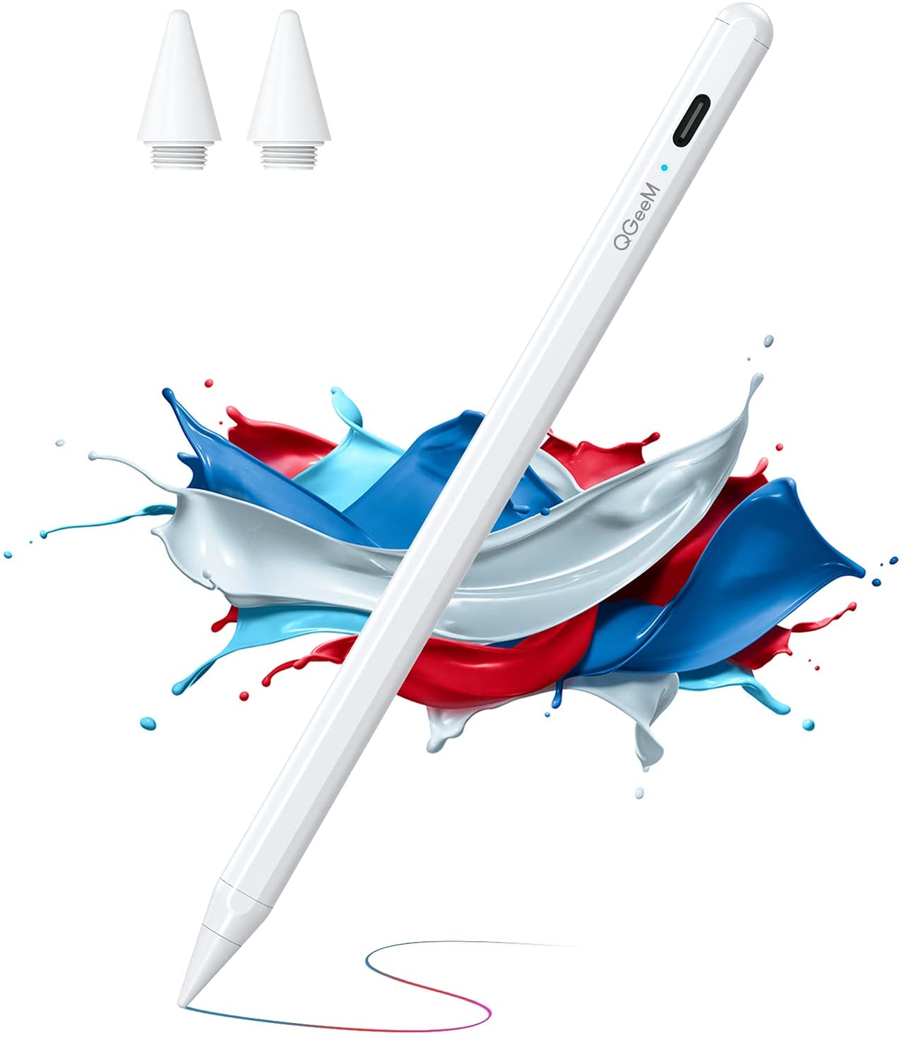 Стилус для iPad с ладонью, карандаш для iPad QGeeM, совместимый с (2018-2021) Apple iPad Pro (11/12, 9 дюймов),iPad 6-го